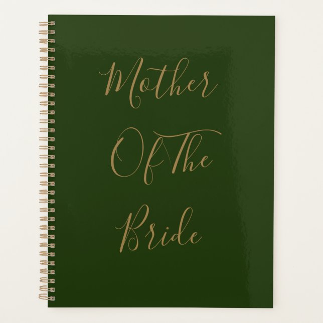 Mother Of The Bride Gold Green Weddings Gift Favou Planner (Front)