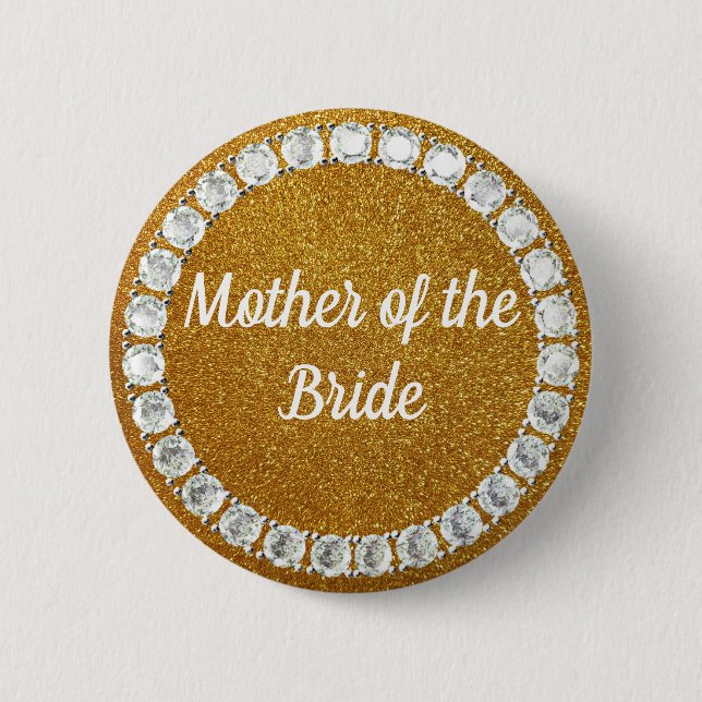 Mother of the Bride gold rhinestone bg 2 Inch Round Button (Front)