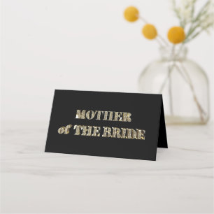 Mother of The Bride Golden Glitter Typography Chic Place Card