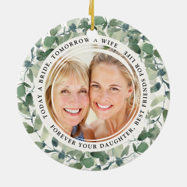 Mother of the Bride Keepsake Poem Photo Ceramic Ornament (Back)