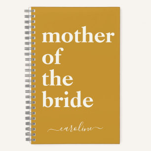 Mother of the Bride Minimalist Modern Name Yellow Notebook