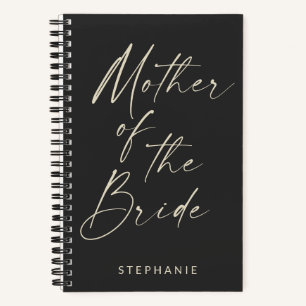 Mother of the Bride Minimalist Personalized Black Notebook