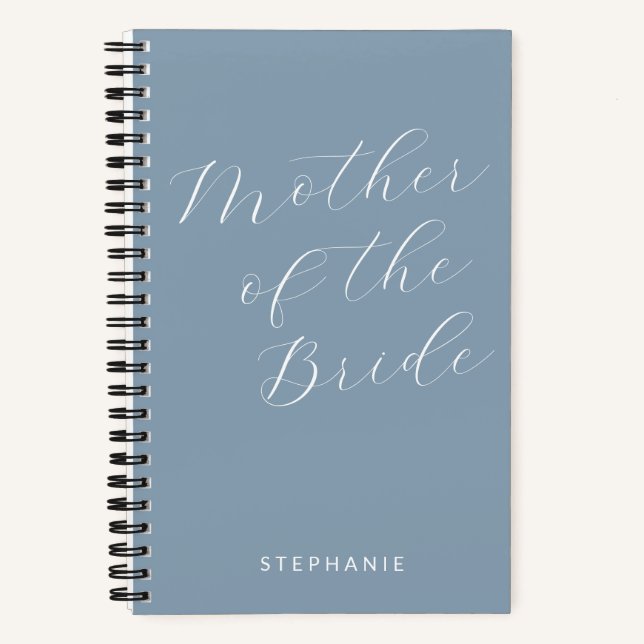 Mother of the Bride Minimalist Personalized Blue Notebook (Front)