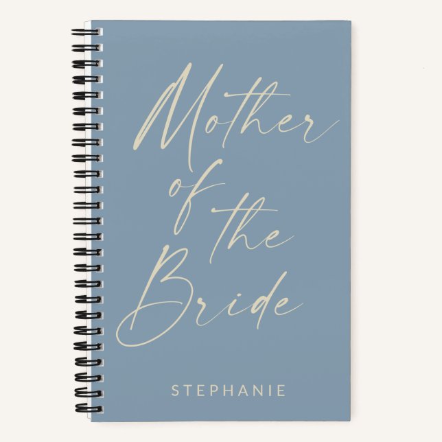 Mother of the Bride Minimalist Personalized Blue Notebook (Front)