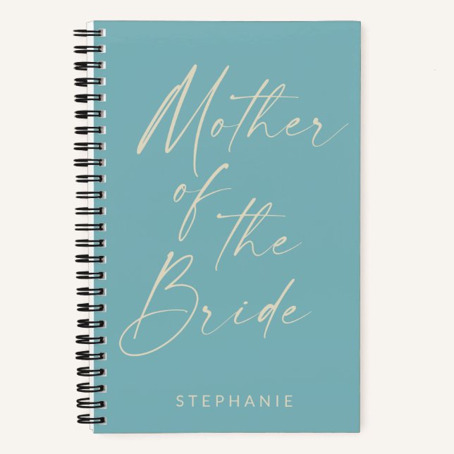 Mother of the Bride Minimalist Personalized Teal  Notebook (Front)