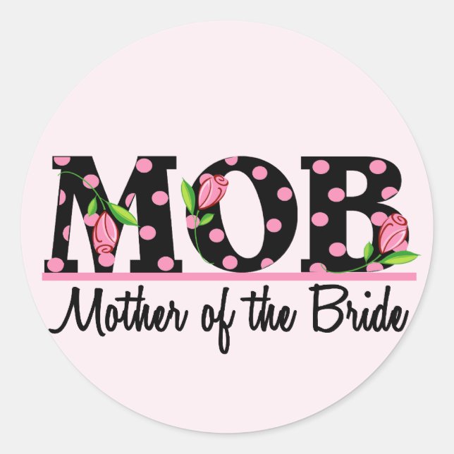 Mother of the Bride (MOD) Tulip Lettering Classic Round Sticker (Front)
