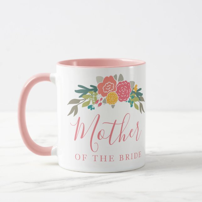Mother of the Bride or Groom Pink Rose Bouquet Mug (Left)