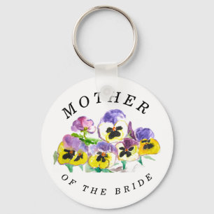 Mother of the Bride Pansies Floral Vintage Wedding Keychain