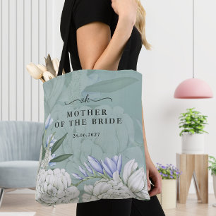 Mother of the Bride Peony Sage Green & White Tote Bag