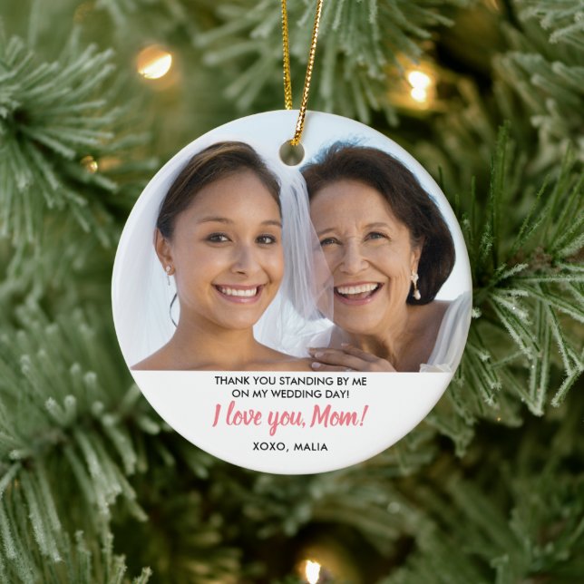 Mother Of The Bride Personalized Photo Christmas Ceramic Ornament (Tree)