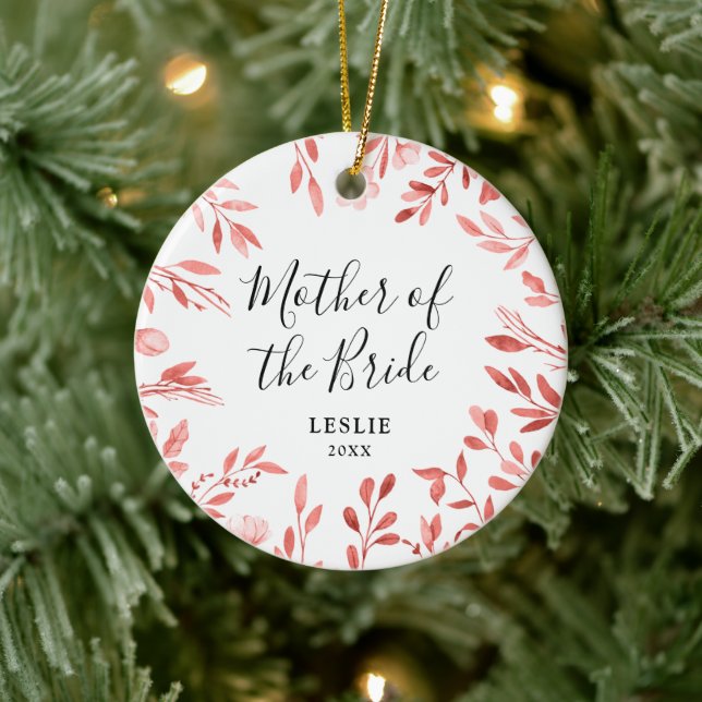 Mother Of The Bride Personalized Rustic Leaves Ceramic Ornament (Tree)