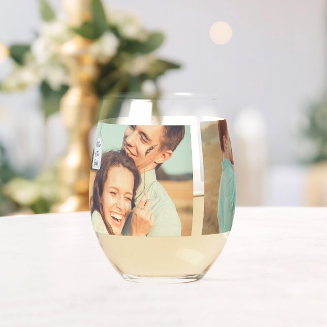 Mother of the Bride Photo Collage Stemless Wine Glass (Insitu (Wedding))