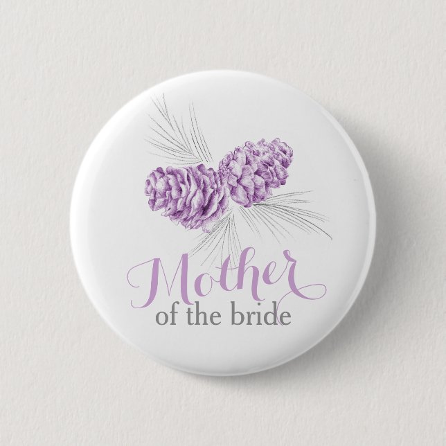 Mother of the bride pine cone purple wedding pin (Front)