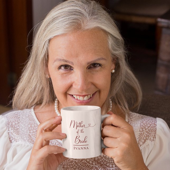 Mother of the Bride Pink Peony Wedding Coffee Mug (Mother of the Bride Keepsake Coffee Mug)