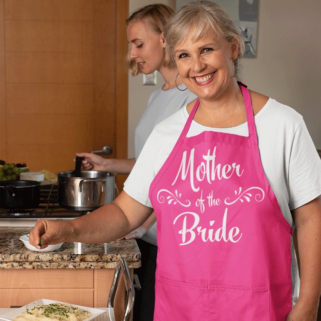 Mother of the Bride Pink Wedding Dinner Chef Apron (Creator Uploaded)