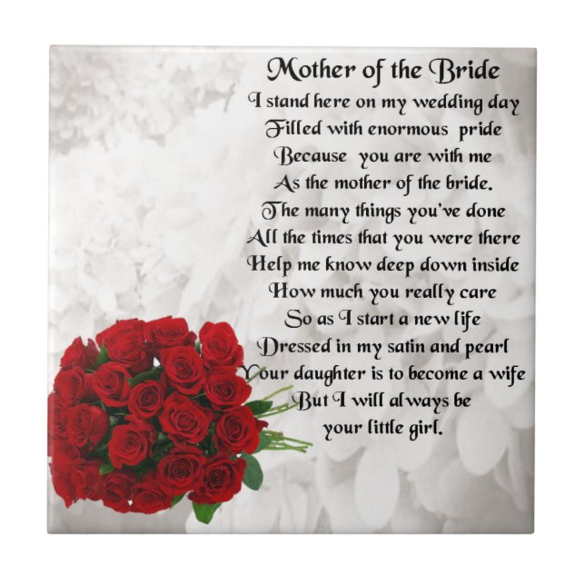 Mother of the Bride Poem - Red Roses Tile (Front)