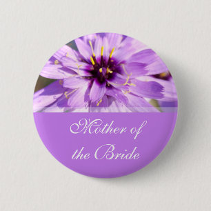 Mother of the bride, purple daisy flower wedding 2 inch round button