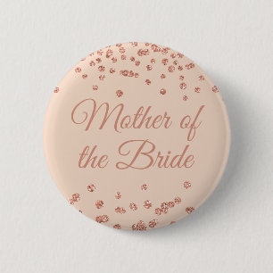 Mother Of The Bride Rose Gold Confetti Blush 2 Inch Round Button