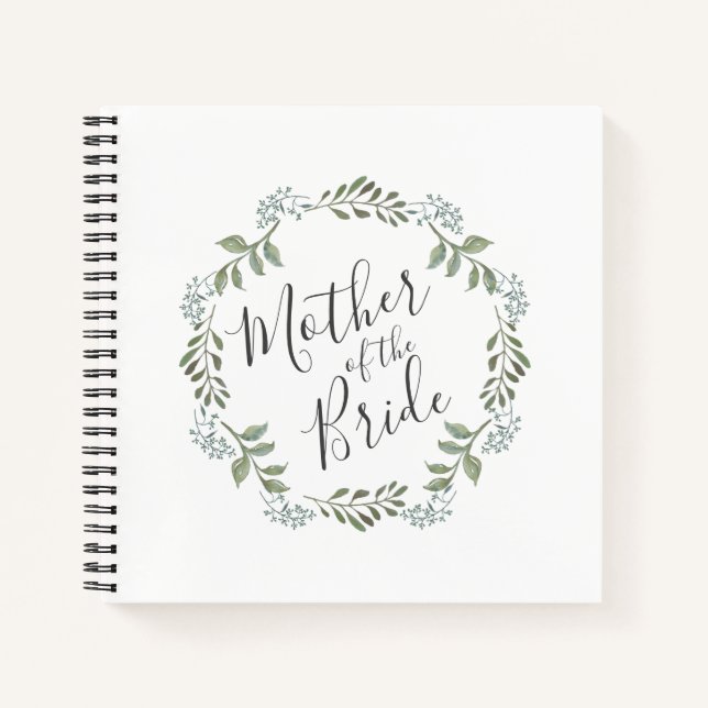 Mother of the Bride Sage Wreath Wedding Guestbook Notebook (Front)