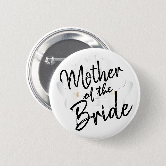 Mother of the Bride - Script Calligraphy 2 Inch Round Button (Front & Back)