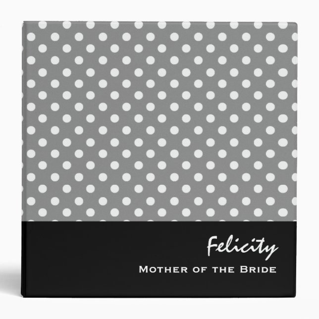 MOTHER OF THE BRIDE Silver Polka Dot Gift Item Binder (Front)