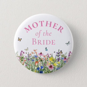 Mother of the Bride - Summer Floral & Butterflies 2 Inch Round Button