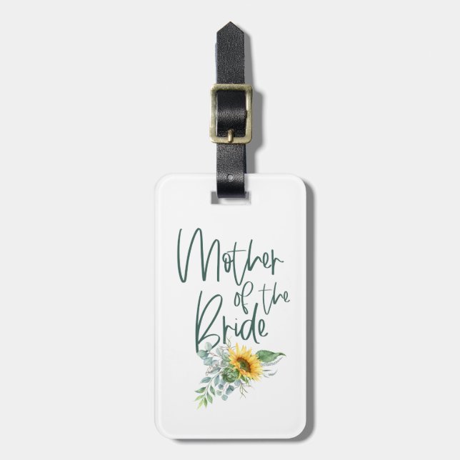Mother of the Bride Sunflower Rustic Luggage Tag (Front Vertical)