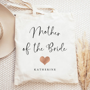 Mother of the Bride   Trendy Script and Heart Tote Bag