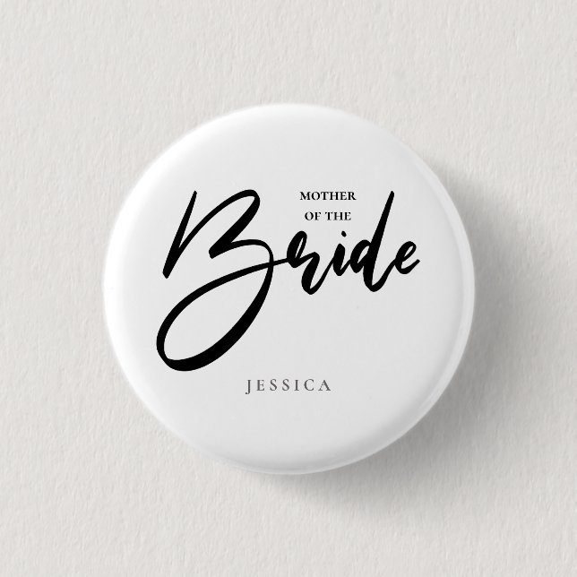 Mother of the Bride Tribe, Team Black Typography 1 Inch Round Button (Front)