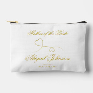 Mother of the Bride - Two Elegant Gold Hearts  Accessory Pouch