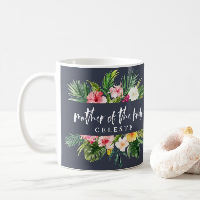 Mother of the bride watercolor floral coffee mug (With Donut)