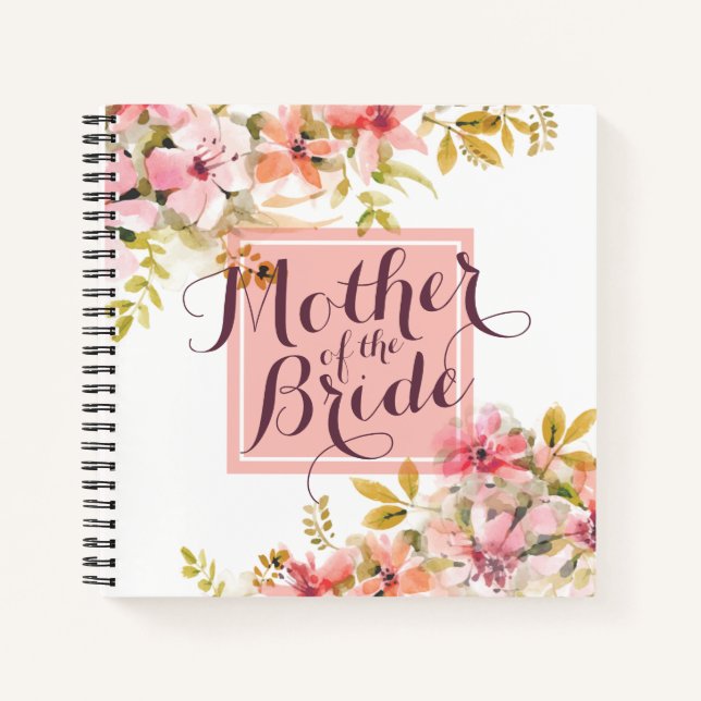 Mother of the Bride Watercolor Wedding Guestbook Notebook (Front)