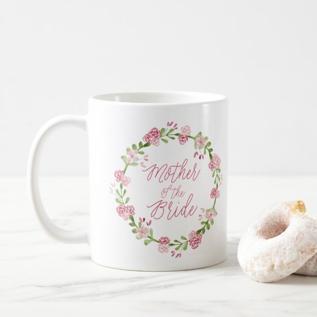 Mother of the Bride Watercolor Wreath Mug (With Donut)