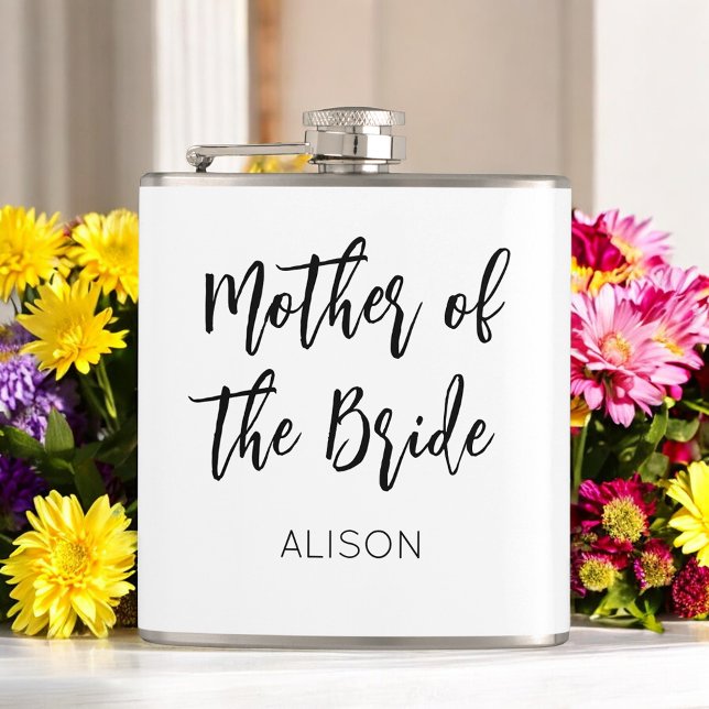 Mother of the Bride Wedding Black White Hip Flask (Creator Uploaded)