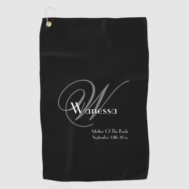 Mother Of The Bride Wedding Gift Elegant Monogram  Golf Towel (Front)