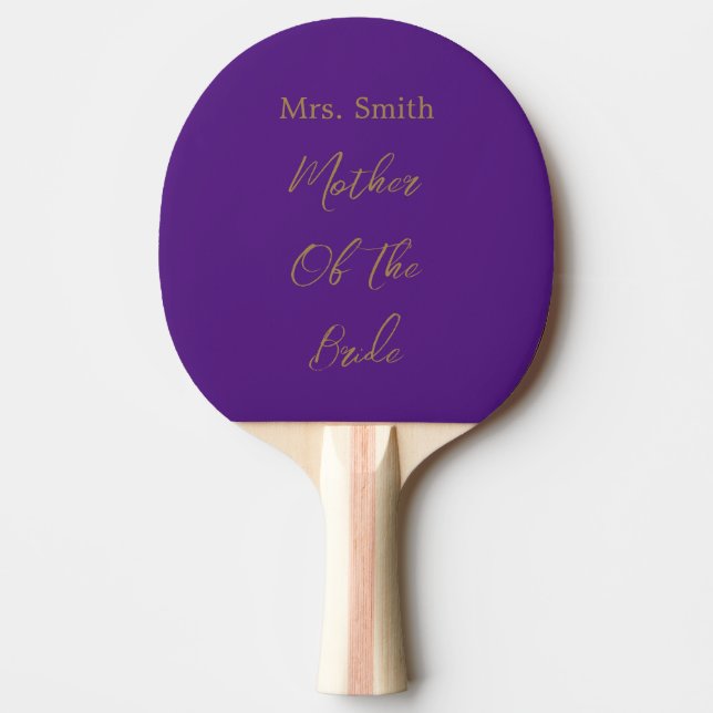 Mother Of The Bride Wedding Gift Gold Royal Purple Ping Pong Paddle (Front)