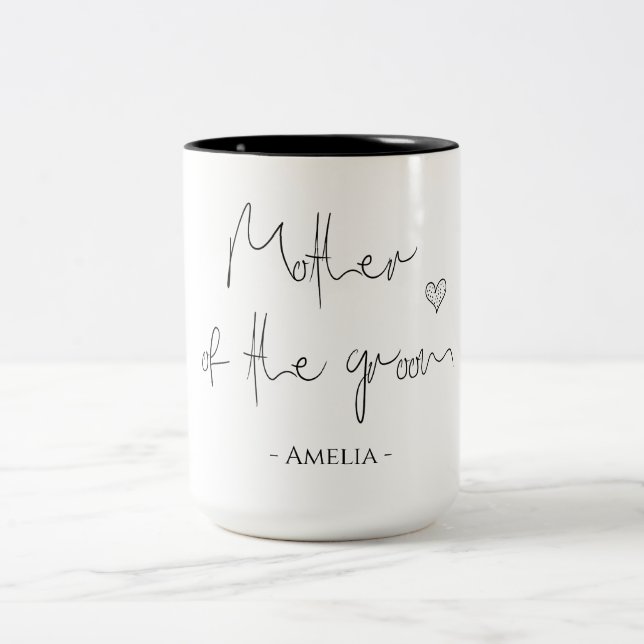 Mother of the Bride | wedding party and Heart  Two-Tone Coffee Mug (Center)