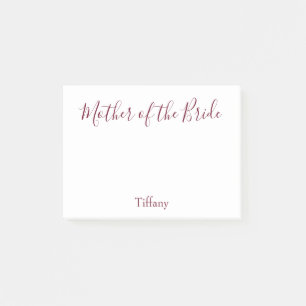 Mother of the Bride Wedding White and Burgundy Post-it Notes