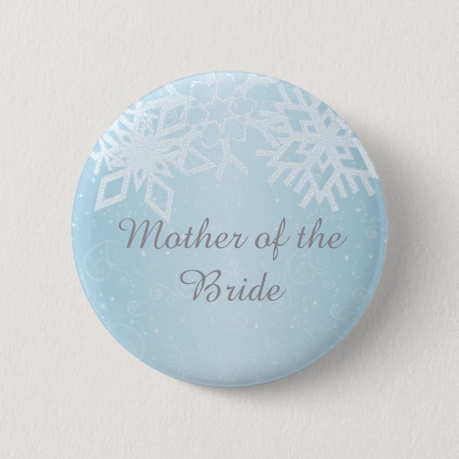 Mother of the Bride Winter Snowflakes 2 Inch Round Button (Front)