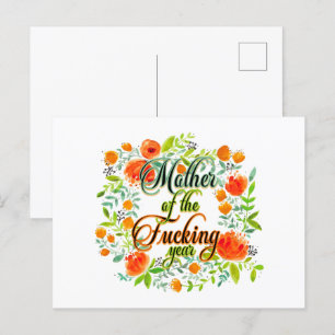 Mother of the F*cking Year Wildflower Floral Mom Postcard