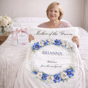 Mother of the Groom Anemone Wreath Wedding Gift  Fleece Blanket