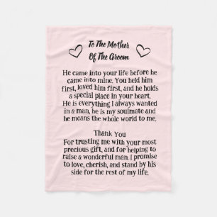 Mother Of The Groom Blanket Wedding Keepsake Gift