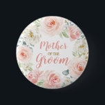 Mother of the Groom Blush Floral Wedding Favours 2 Inch Round Button<br><div class="desc">This feminine design features gorgeous watercolor blush pink roses with gold leaf accents</div>