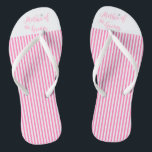 Mother of the Groom, Bridal,Wedding, Pink Cute Flip Flops<br><div class="desc">This elegant text design Mother of the Groom with silver flower and pink/white stripes looks cute on those flip flops. Design by Inge Lewis. Perfect gifts for the bridal parties,  bachelorette parties and bridal showers. Find more matching items at the ingeinc.com online boutique.</div>
