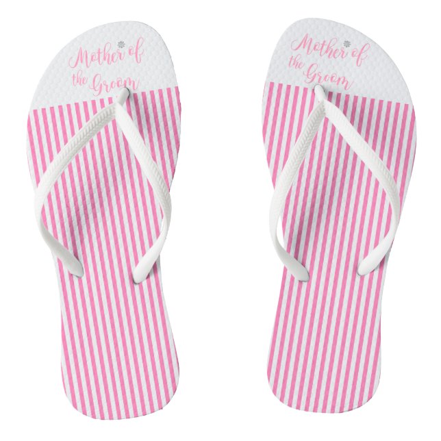 Mother of the Groom, Bridal,Wedding, Pink Cute Flip Flops (Footbed)