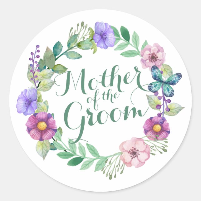 Mother of the Groom Elegant Floral Wedding Sticker (Front)