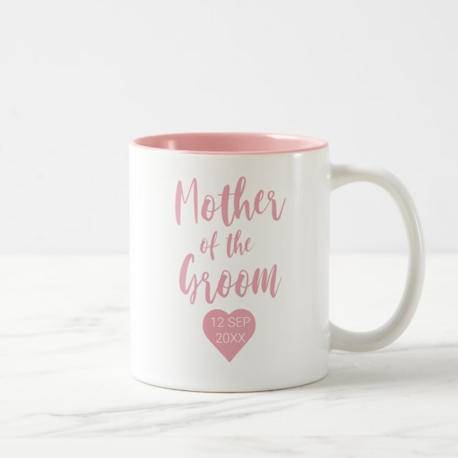 Mother of the Groom Elegant Pink Script   Two-Tone Coffee Mug (Right)