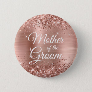 Mother of the Groom Glittery Rose Gold Foil 2 Inch Round Button