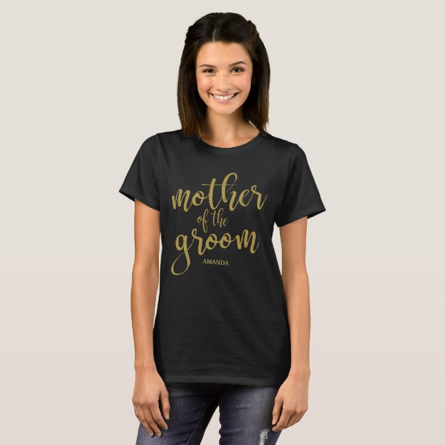 Mother of the Groom Gold Glitter Bridal Shower Tee (Front Full)