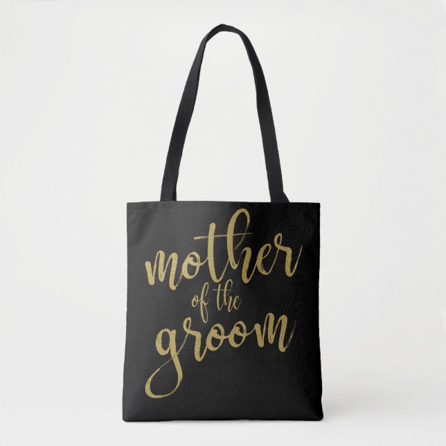 Mother of the Groom Gold Glitter Calligraphy Tote (Front)